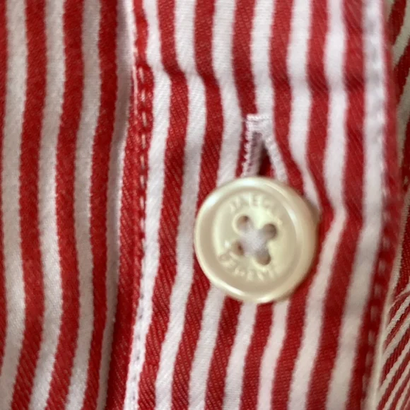 1980s Vintage Jaeger Red and White Fine Striped Fitted Collared Blouse UK Sz 10 - Picture 13 of 15